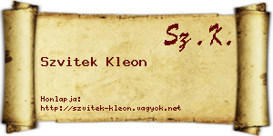 Szvitek Kleon névjegykártya